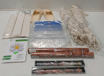 (3) Paint By Number Paintings (1) Whiskey Glass (2) Large Macrame (2) 45cm&times;3m Red Brick Peel & Stick Wallpaper & More