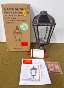 (1) GAMA SONIC Royal Solar Post Lamp, Brushed Bronze