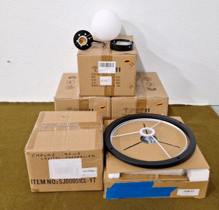 (3) Black, Globe Wall Mount Lights, (1) Crystal & Chome Mini Chandelier & (1) Vintage Style Celling Light