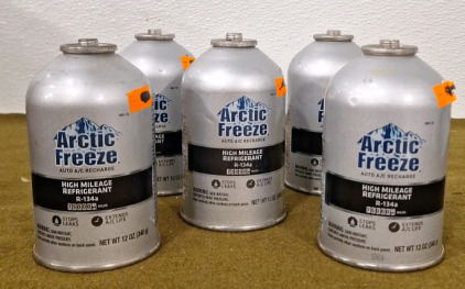 (5) 12 Oz. Cans Of Artic Freeze High Mileage Automotive A/C R134a Refrigerant Recharge