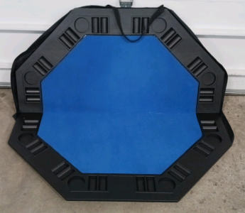 48" Foldable 8-Player Poker Card Table Top Layout w/Cup Holders & Carrying Bag, Blue<br/>SP-12