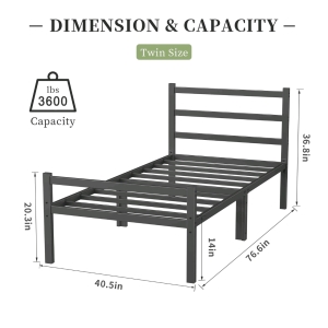 (1) Musen, Twin Bed Frame W/Headboard
