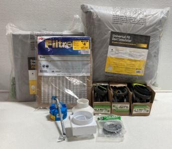 Duct Insulator, Duct Heat Plug, 14x18 Filter, Collection of 60&rdquo; V-Belts, and more
