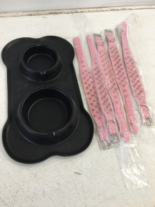 Silicone Dog Bowls and Dog Collars Pink (5)