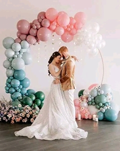 LANGXUN Large Size Metal Round Balloon Arch kit (5ft - White)