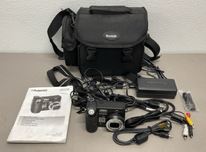 Polaroid X530 Camera And Accessories In A Kodak Camera Bag