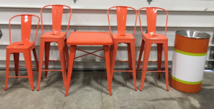 Metal Table and Chairs w/ Trash Can