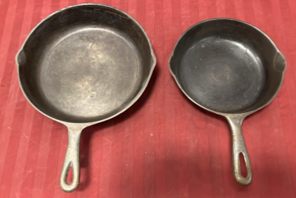 Cast Iron Skillets, 10.5” And 8”