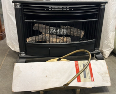 Gas Fireplace With Log Holder And Adjustable Hood