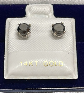 14ct.. Gold .92ct. Black Diamond Earrings