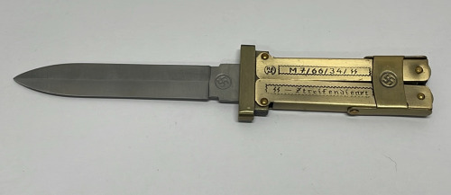 German Paratrooper Scissor Knife W/ Inscriptions On Blade and Handle.