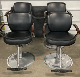 (4) Matching Salon/Barber Chairs and (2) Mats