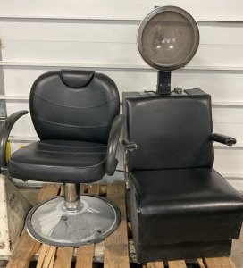 (1) Salon/Barber Chairs and (1) Salon Hair Dryer