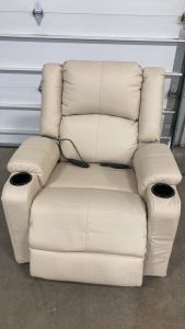 Cream Electric Massaging Recliner