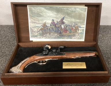 Replica Flintlock Pistol In Decorative Case