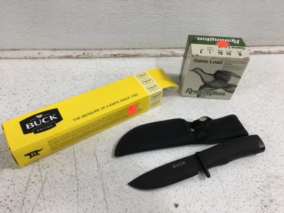Buck Knife And Shotgun Shells 16 Gauge 8 Shot