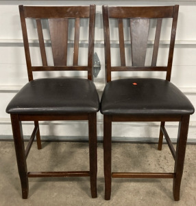 (2) Dark Brown Bar Chairs