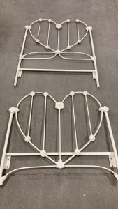 Cream Metal Twin Headboard and Footboard