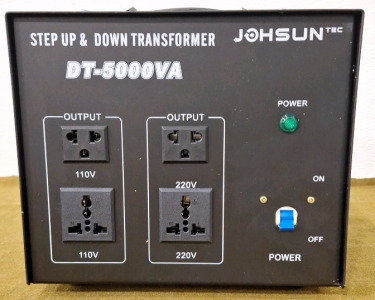 (1) JOHSUN Tec Step Up & Down Transformer, Model DT-5000VA
