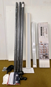 (1) 20' Flagpole Kit, (1) Blackout Shade 34"W, (1) Cordless Cellular Shade, 44-1/2"W & (1) 10-Tier Shoe Rack