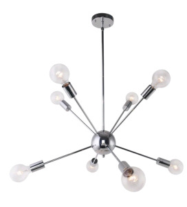 (1) Vintage Style, Sputnik Chandelier, Chrome. 8-Light