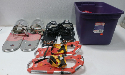 (3) Sets Of Snow Shoes (1) Tote Of Assorted Gift Bags