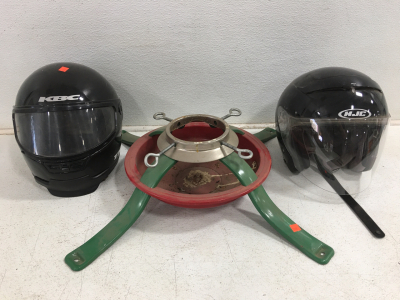 Helmets (2) and Christmas Tree Stand