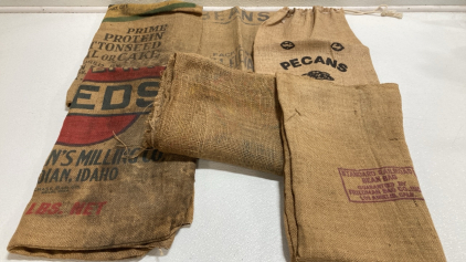 (6) Vintage Burlap Produce Bags