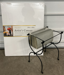 (2) 30x40 Canvases, (1) Metal File Rack