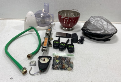 Hamilton Beach Food Food Processor, (3) Motorola Walkie Talkie’s,Nissan Car Jack And More