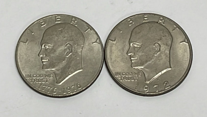(1) 1776-1976 P U.S. Eisenhower Dollar Coin Type II, (1) 1972 D U.S. Eisenhower Dollar Coin