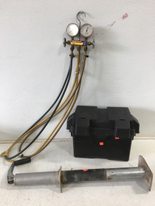 Trailer Crank Jack, AC Manifold and Battery Box