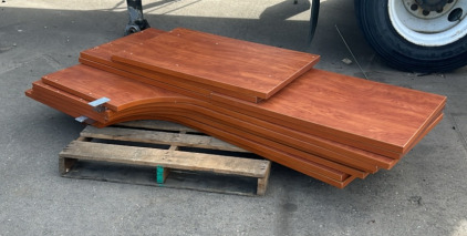 (6) L Shaped Wooden Desk Tops, (6) Wooden Desk Extension Pieces