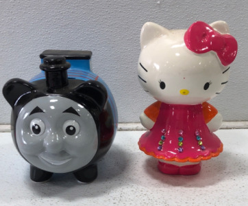 (1) Hello Kitty Piggy Bank (1) Thomas The Train Piggy Bank