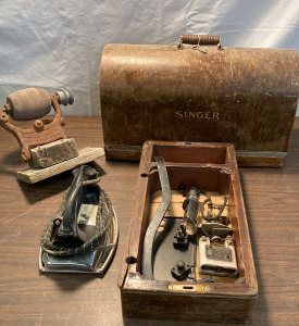 Antique Items- Singer Parts, Iron & More