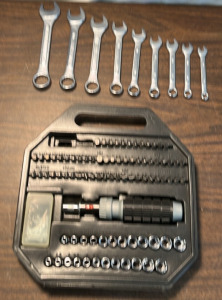 9pc.Wrench Set, 1/4&rdquo; Ratcheting Driver And Bits