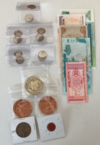(2) Copper.999 Fine USA coins, (10) Dimes 1980-1989, (1) 50 Kwacha,(1) 200 HaitrĂm, (1) 10 Mohro And More!