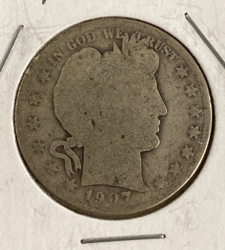 1907- D Barber Liberty Head Silver Quarter Dollar