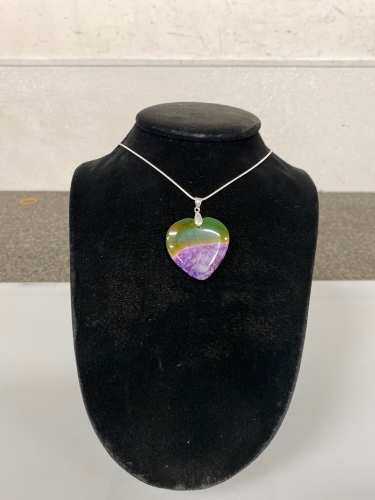 Green and Purple Druzy Agate Gemstone Necklace