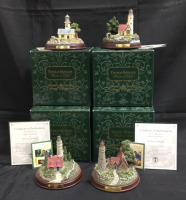 (4) Thomas Kinkade Seaside Memories Lighted Lighthouses