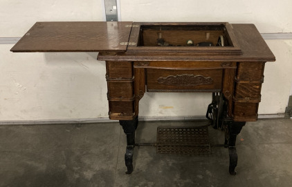 Vintage Sewing Table With “White” Vintage Sewing Machine