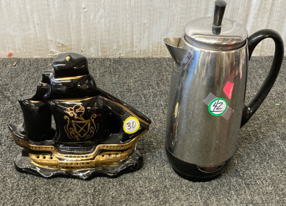 Coffee pot and battleship decor. BB19