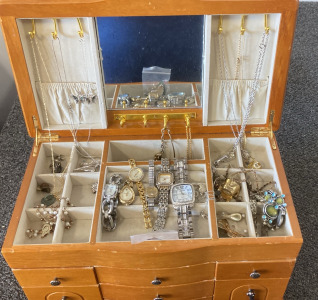 Jewelry Box Full Off Watches, Bracelets, Earrings