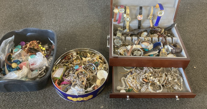 Box Full Of Watches And Necklaces And Containers Full Necklaces