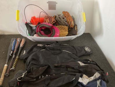 Baseball Bats , Bat Bags Left Handed Baseball Gloves, Cones Batting Helmet And Baseballs