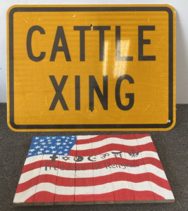 (1) Cattle Xing sign,(1) Freedom Of Religion