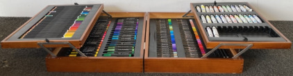 (1) Wooden Case Of Art Supplies