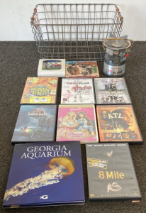 (1) Camping Propane Powered Stove, (2) Decorative Tile (7) Movies Including ‘Game plan’ Disney, The Addams Family / Addams Family Values, (1) Georgia Aquarium Beckon Books, And More!