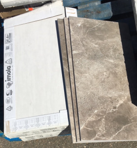(2) Boxes Of Tile & (3) Extra Tiles White & Grey 23&rdquo;5/8x11&rdquo;3/4 Sp-13