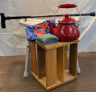 Shower Bench, Adjustable Cane, Teakettle & More